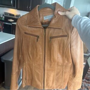 Anne Klein Women's Brown Genuine Leather Jacket